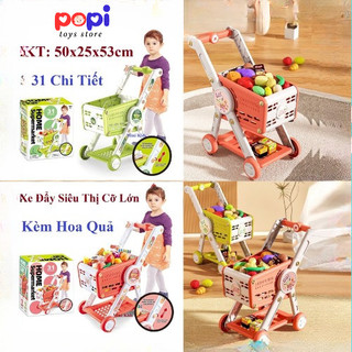 Xe Đẩy Siêu Thị Cỡ Lớn + 31 Chi Tiết  – Đồ Chơi Mô Phỏng Cho Bé, Nhựa ABS An Toàn