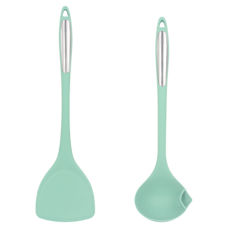 Mới Thép Tấm Silicon Đồ Dùng Nhà Bếp Cấp Thực Phẩm Thìa Silicon Nhà Bếp Hộ Gia Đình Chống Dính Chảo Nấu Ăn Thìa Lọc Dầu Thìa I4RE