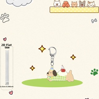 2D Flat Acrylic Cute Dachshund Dog Keychain Bag Pendant Couple Car Hanging Decoration Line Puppy Gifts 5cm