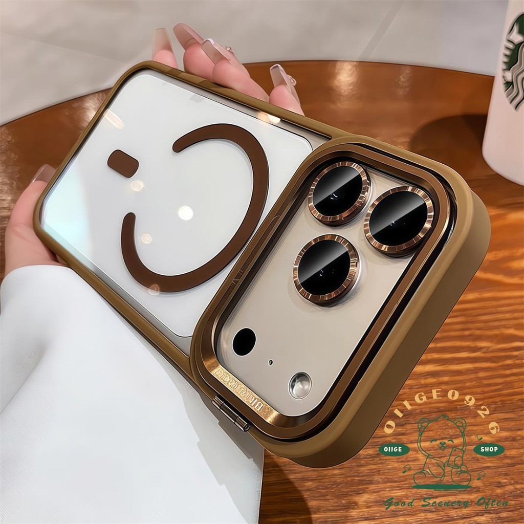 【 Ốp lưng iPhone17 】 Giá đỡ ống kính dạng lỏng màu cam Vỏ điện thoại từ tính iphone17 Pro Max 16 15 14 13 12 cho vỏ iPhone Vỏ mềm silicon TPU chống sốc