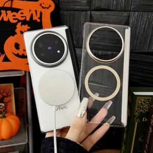Dành Cho Vivo X FOLD 5 Ốp Lưng HD-Trong Suốt Da PC Cứng Bản Lề Đôi Sạc Vỏ Từ Tính