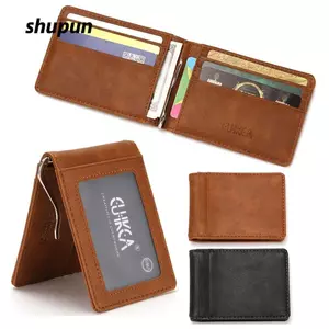 Ví Ngắn SHUPUN, Ví Nam PULeather, Mini Chống Trộm Swipe Kẹp Tiền Siêu Mỏng Ví Nam