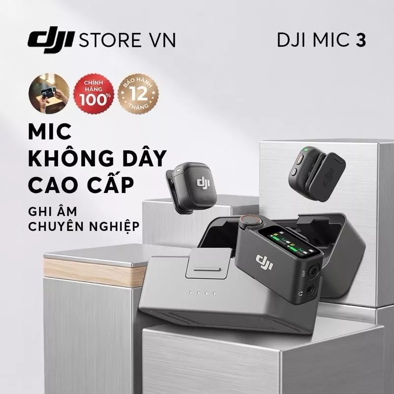 DJI Thiết Bị Quay Vlog DJI Mic 3 Thu Âm Gọn Nhẹ Khử Ồn Thông Minh, Camera Hành Động (DJI Mic 3)