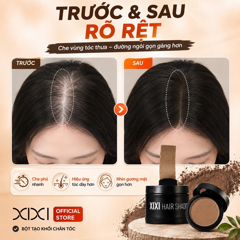 XIXI Phấn Tóc Tạo Viền Tóc Tự Nhiên, Che Khuyết Điểm, Lâu Trôi, Dễ Dặm Lại, Cho Mái Tóc Dày Dắn D769