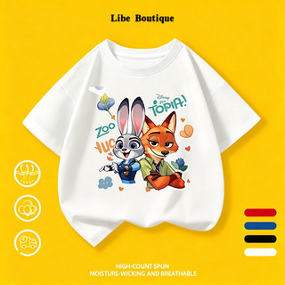 (Giao hàng trong 24 giờ) Áo Thun Unisex In Thỏ Và Cáo Hoạt Hình, Thoáng Mát Thấm Mồ Hôi