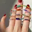 PNPIA- Boho Tối Giản Dainty Màu Hạt Trang Sức Đá Charm Vòng Tay Dành Cho Nữ Vintage Có Thể Điều Chỉnh Dây Đeo Tay Quà Tặng