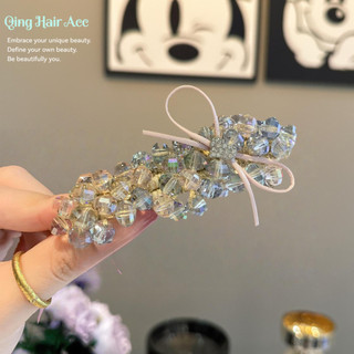 Kẹp tóc nữ đính đá retro, kiểu nơ phẳng, phụ kiện tóc gãy, kẹp bên BB