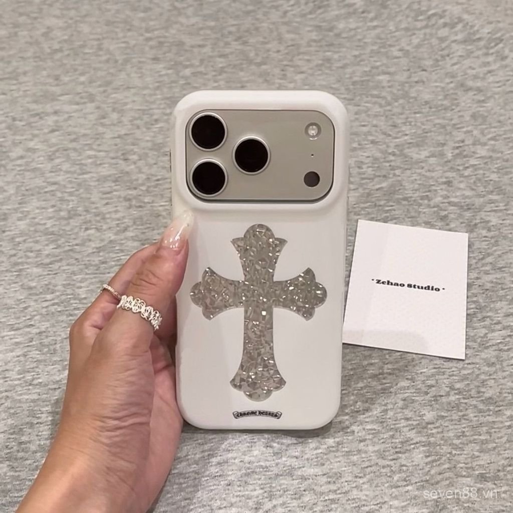 Ốp Điện Thoại Thích Hợp Cho iPhone XS XR XSMAX 11 12 13 14 15 16 17 Pro max Plus ins Laser Họa Tiết Kim Cương Chữ Thập Chống Sốc Chống Sốc Vỏ Bảo Vệ Bao Gồm Tất Cả 7CBO