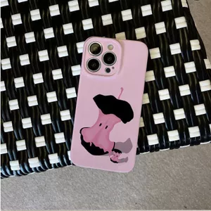 Ốp Điện Thoại Apple QYJS Màu Hồng Thích Hợp Cho IPhone 12 PRO 13 14 15 ProMax 11 17 AIR 7 8 PLUS 16 E XR XSMAX Phim Hoạt Hình Vỏ Cứng Sáng Bóng Đơn Giản