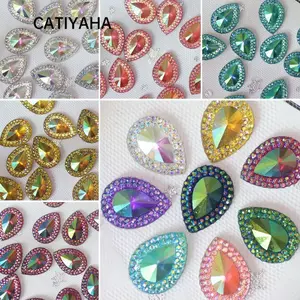 CATIYAHA 50 chiếc 13 * 18mm Flatback Táo Đồ trang trí sang trọng Đá pha lê DIY