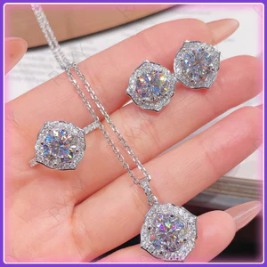 Trái tim Mũi tên Zircon Vòng mở Tai Mặt dây chuyền Bộ ba mảnh