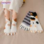 Tất Cotton mùa đông BORAGETE, Tất nhung san hô ống giữa sang trọng, Phong cách dễ thương Mèo dày siêu mềm Họa tiết hoạt hình Sàn Sox cho nữ Ở trong nhà
