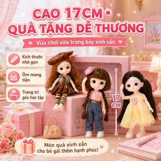 Búp bê khớp công chúa 17cm – Khớp xoay linh hoạt, tạo dáng dễ dàng – Trang trí góc học tập – Quà sinh nhật cho bé gái