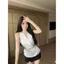 Mùa hè Phong cách mới Áo sơ mi không tay không đều Satin Top