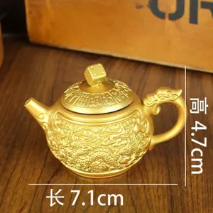 Sang Trọng Mạt Chược Tay Cầm Nồi Sáng Tạo Cát Vàng Tay Cầm Mảnh Giải Nén Xoay Kim Loại Rồng Phượng Hoàng Ấm Trà Bán Buôn