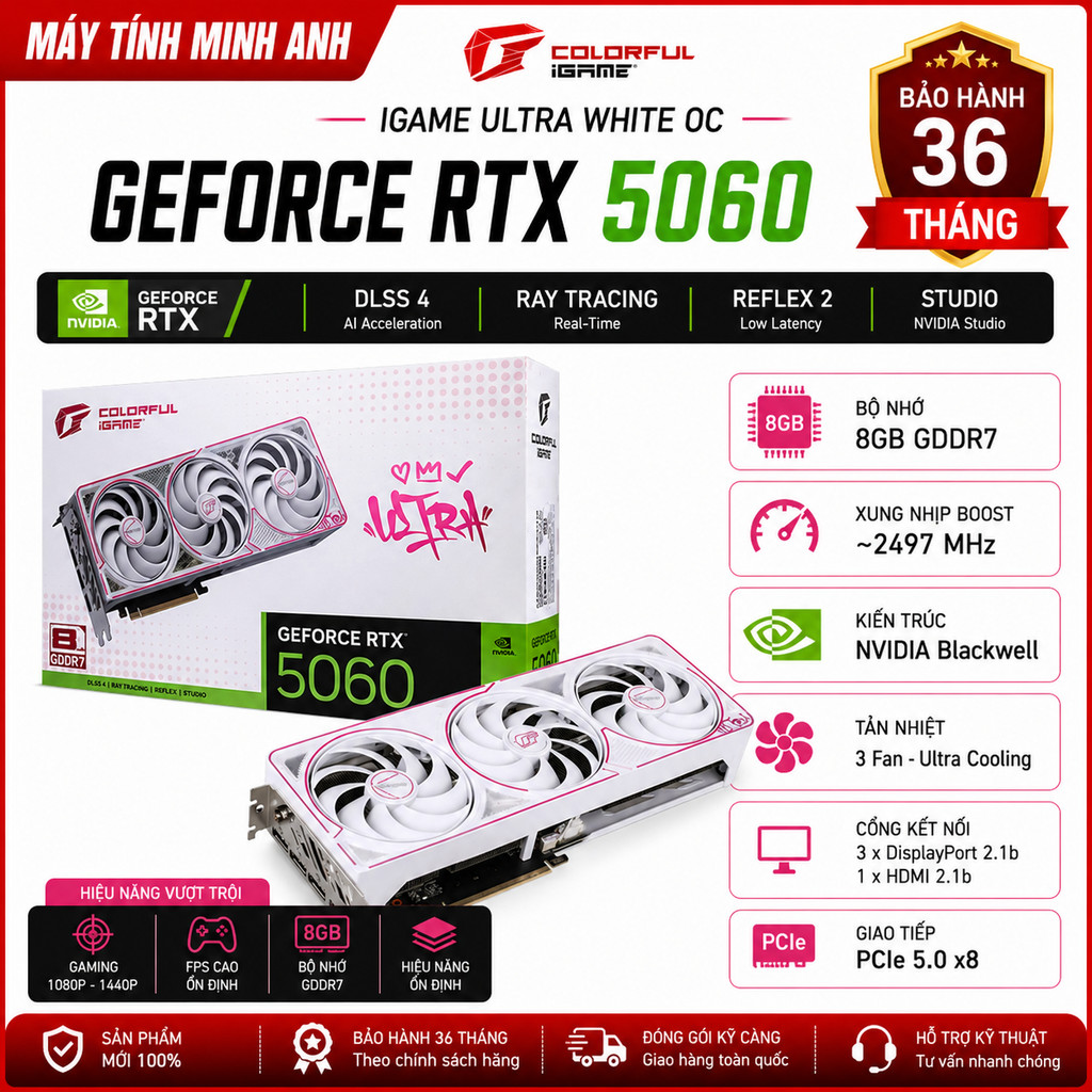Card Màn Hình ASUS Dual GeForce RTX 5060 OC 8GB GDDR7 Chính Hãng | VGA RTX 5060 8G | Bảo Hành 36 Tháng | BigBuy360 - bigbuy360.vn
