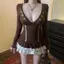 Retro Hot Girl Style Ren khâu cổ chữ V Cây thêu hoa Áo thun dài tay nữ hẹp @