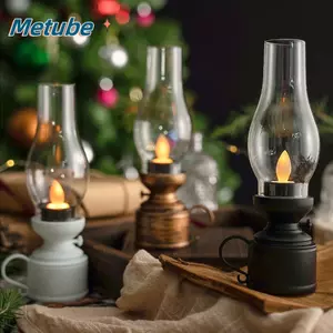 Đèn dầu hỏa điện tử METUBE, Trang trí đèn ngủ gia đình cổ điển, Đèn LED phòng ngủ Đèn bàn dầu Halloween