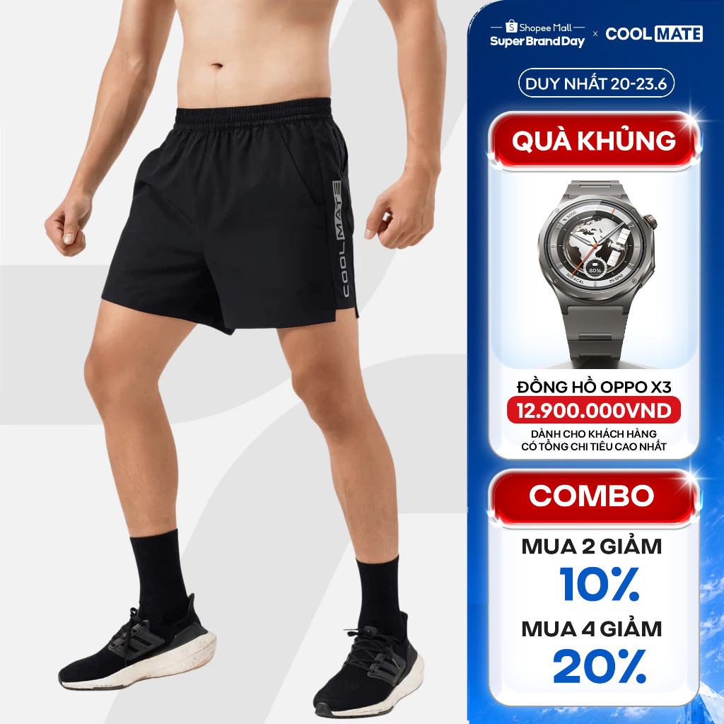 [MUA 4 GIẢM 20%]Quần Short nam thể thao Gym 5" Essentials co giãn, thấm hút, nhanh khô Coolmate