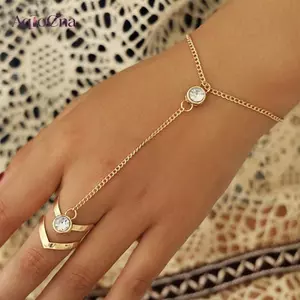 AqToCna Vàng Lớn Pha Lê Vòng Tay Nữ Cổ Tay Dây Chuyền Trang Sức Tay Ba Dây Xích AqToCna