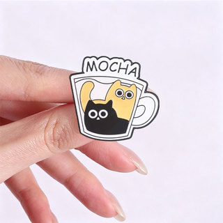 Cốc Cà Phê Mèo Đen Men Thổ Cẩm Bộ Americano Latte Mocha Cappuccino Mèo Huy Hiệu Cho Quần Áo Ba Lô Phụ Kiện Quà Tặng Cho Những Người Yêu Cà Phê