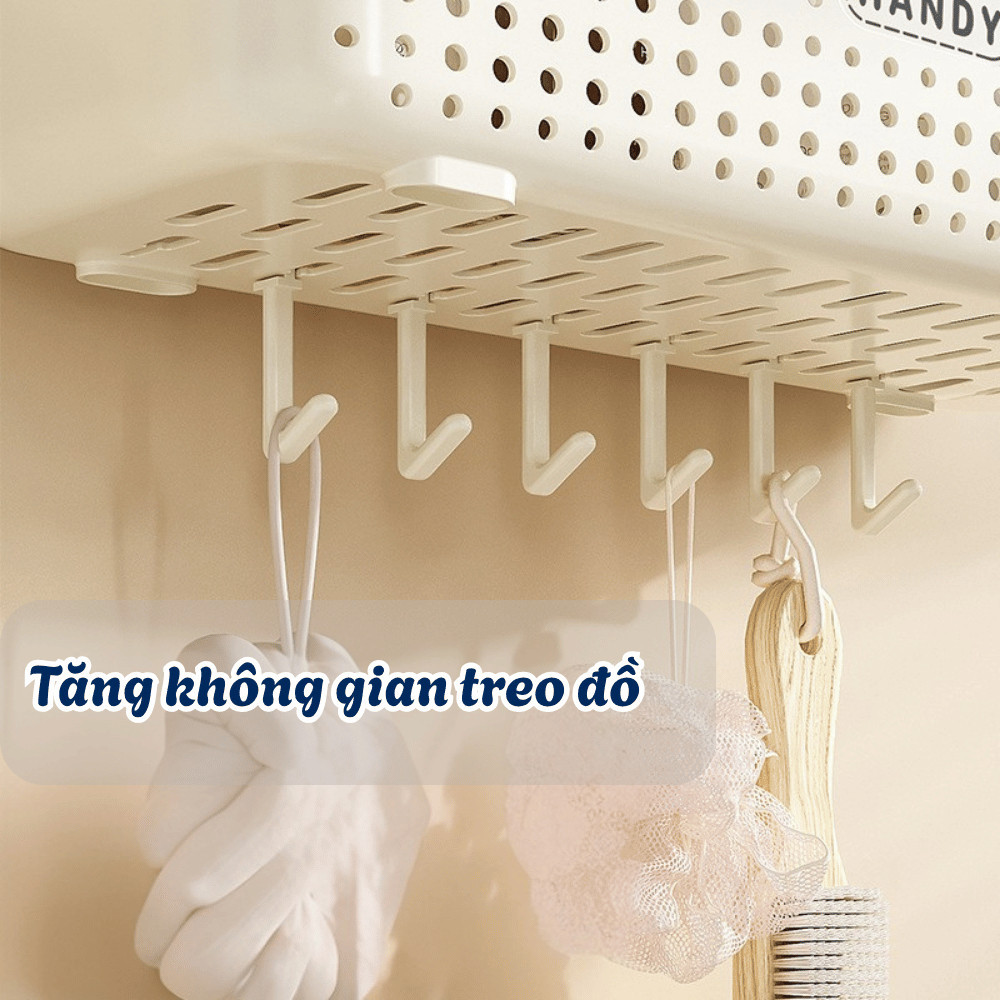 Kệ Đựng Đồ Nhà Tắm Dán Tường HOMIE, Giá Đựng Dầu Gội, Sữa Tắm Có Móc Treo Chống Ẩm Mốc Thoáng Khí