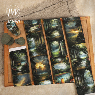 JIANWU 80mm * 209cm Vintage Lakeside Cây Vật liệu phong cảnh Cắt xén Thêu Sò Băng Washi Sáng Tạo DIY Tạp Chí Văn Phòng Phẩm