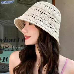 Bluelover Bãi Biển Hàn Quốc Mũ Rơm Mùa Hè Nữ Tấm Che Thoáng Khí Sang Trọng Buet Mũ Người Cá Tay Dệt Bé Gái Câu Cá Mũ Chống Nắng Cho Nữ Mới