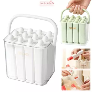 ITRUMPET Khuôn Popsicle cũ, có nắp Khay đá thanh dài bằng silicon, Khuôn làm đá di động bền bỉ Dụng cụ nhà bếp