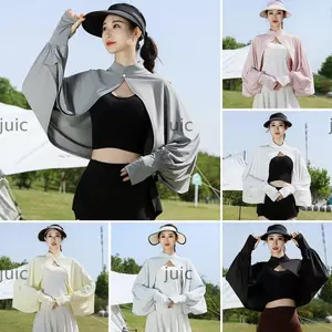 Tay áo mùa hè JUIC, Khăn choàng chống nắng dài tay bằng lụa băng, Thời trang thoáng khí Chống nắng mỏng Tấm che nắng đi xe đạp