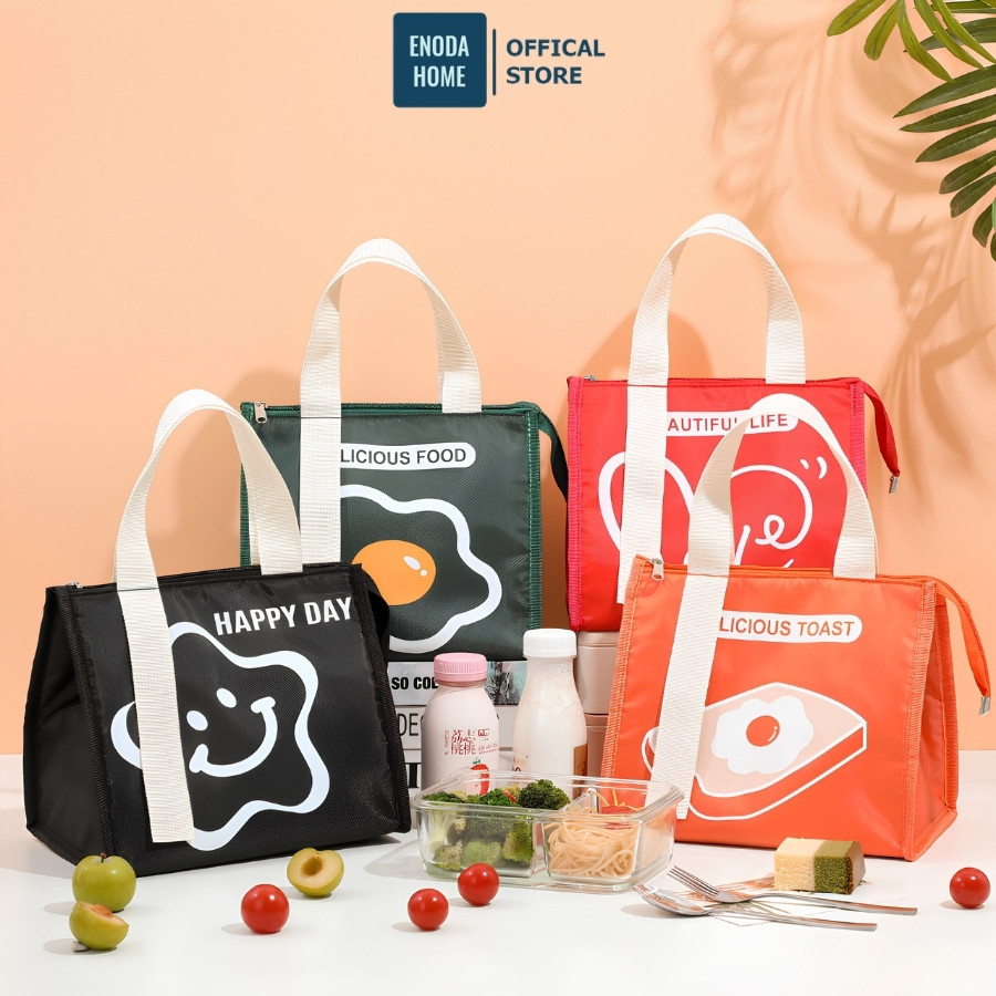Túi Giữ Nhiệt Đựng Cơm ENODA HOME, Túi Đựng Hộp Cơm Bento Vải Chống Thấm Phong Cách Nhật Bản TUICOM011