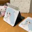 Gương gấp in cô gái tóc xanh cầm dù, gương trang điểm mini tiện lợi đi chơi, đi du lịch