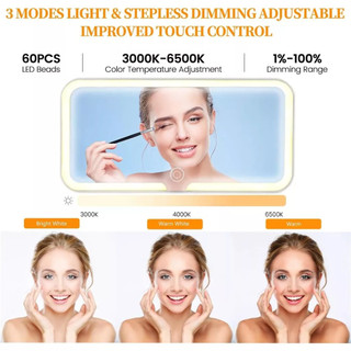 Ô Tô Trang Điểm Gương Sạc  Màn Hình Cảm Ứng Có Thể Điều Chỉnh Độ Sáng 3 Màu Có Thể Đổi Tấm Che Nắng Đa NăngGương