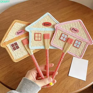 Quạt dệt tay QEARY, Thiết kế nhà Quạt đuôi mèo thân thiện với môi trường, Quạt xoay tay nhẹ dễ thương di động nhỏ gọn Sử dụng mùa hè