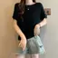 Áo thun ngắn tay dệt kim màu xám phong cách Hàn Quốc mùa hè dành cho nữ một vai ngắn hẹp dáng ôm hàng đầu Hot Girl Slimer Look