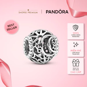 Charm Bạc Pandora Họa Tiết Mặt Trăng Và Ngôi Sao - Openwork Sun, Stars & Moon Charm