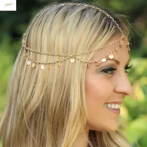 ZENZON Bohemia Băng Đô Cho Trẻ Em Cho Bé Gái Retro Rỗng Mặt Trăng Nhiều Lớp Giọt Nước Kim Cương Giả Hanfu Mũ Nón Ngọt Ngào Thời Trang Tóc Vòng Cưới Băng Đô