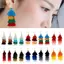 NKSFX 1 Đôi Bông Tai Tua Rua Dài Boho Tai Stud Vintage Thời Trang Dân Tộc Chuyển Đổi Nhiều Lớp Thả