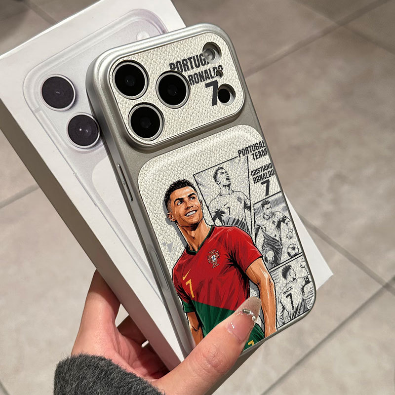 Ốp lưng iPhone Họa tiết da mạ phong cách Ronaldo iPhone 17 16 15 14 13 12 11 Pro Max Plus Max