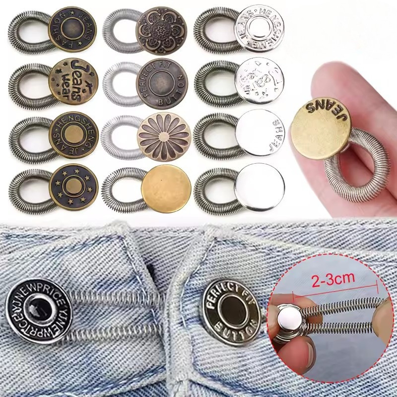 Bộ mở rộng eo có thể điều chỉnh cho quần jean / Nút lò xo kim loại có thể thu vào