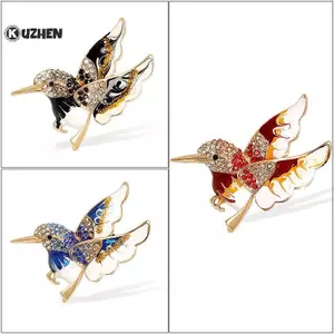 KUZHEN Thời Trang Sáng Tạo Kim Cương Giả Hummingbird Thổ Cẩm Dành Cho Nữ Quần Áo Áo Áo Phụ Kiện Quà Tặng HOT