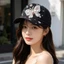 Mũ bóng chày hình bướm PYCOU, Mũ bóng chày kim cương giả đầy màu sắc thoáng khí, Thiết kế bướm có thể điều chỉnh Mũ bóng chày lấp lánh