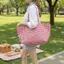 Túi Tote vải E-WOITD Gingham có thiết kế kẻ sọc trắng và không gian rộng rãi Hoàn hảo cho công việc đi học Mua sắm Sử dụng hàng ngày E-WOITD