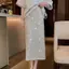 Váy sequin màu trơn công nghiệp nặng Váy hông xẻ giữa dài