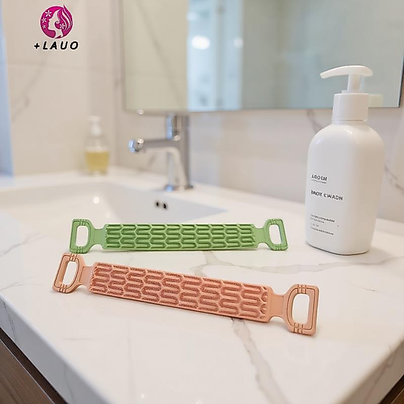 Khăn chà sàn Springevenstar Silicone Ba có tay cầm dây - Dụng cụ tắm tẩy tế bào chết để làm sạch sâu, bề mặt có họa tiết để dễ dàng tiếp cận Springevenstar