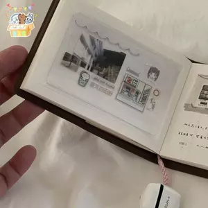 Sách thơ màu nâu Phong cách Nhật Bản Ins Niche Sổ tay Mini cầm tay đơn giản Nhật ký ELWW