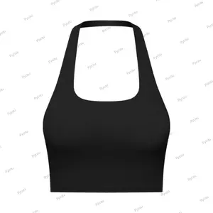 PYCOU Crop Dây Tank Top, Áo Lót Áo Ngực Thiết Kế Lưng Gợi Cảm Áo Ngực Đệm Tank Top, Phong Cách Làm Đẹp Mặt Sau Tích Hợp Áo Ngực Crop Chiều Dài Nữ Dây Vest Cho Nữ