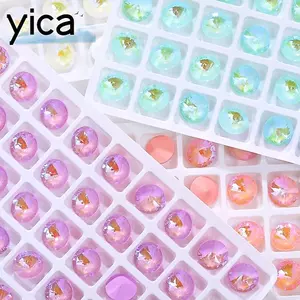 Đá Pha Lê YICA, Hạt Thủy Tinh Loại Pointback Tròn 10 Mm, Cắt Lấp Lánh Opal Mocha Màu Rivoli Kim Cương Giả Để Làm Đồ Trang Sức