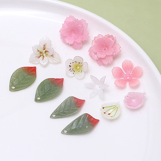 Đào Hoa Lê Hoa Xanh Lá Dài Họa Tiết Nhiệt Co Phim diy Handmade Bông Tai Trang Sức Kẹp Tóc Phụ Kiện Chất Liệu