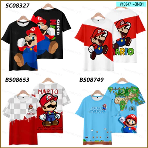 Super Mario Bros Áo Thun Anime Unisex Tay Ngắn Áo Trẻ Em Người Lớn Thường Ngày Đồ Họa Tee 3D Áo Sơ Mi Plus Kích Thước
